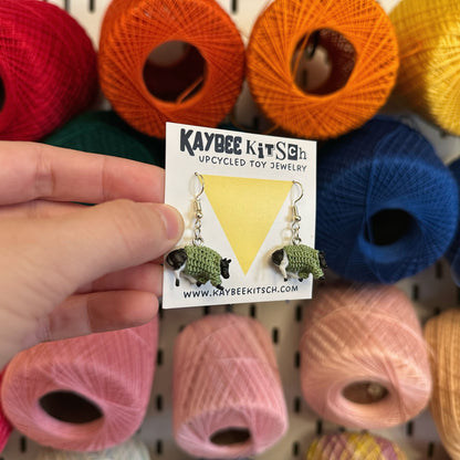 Cow Small "Sweater Friend" Earrings - Sage Green Sweaters