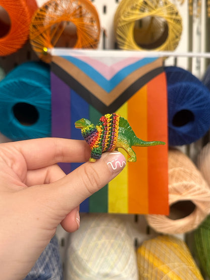 Pride Flag Dinosaur Figurines - Rainbow/Lesbian/Bisexual/Asexual/AroAce/Transgender/Non-Binary - upgrade into a key chain, car ornament, or magnet!