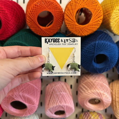 Cow Small "Sweater Friend" Earrings - Sage Green Sweaters