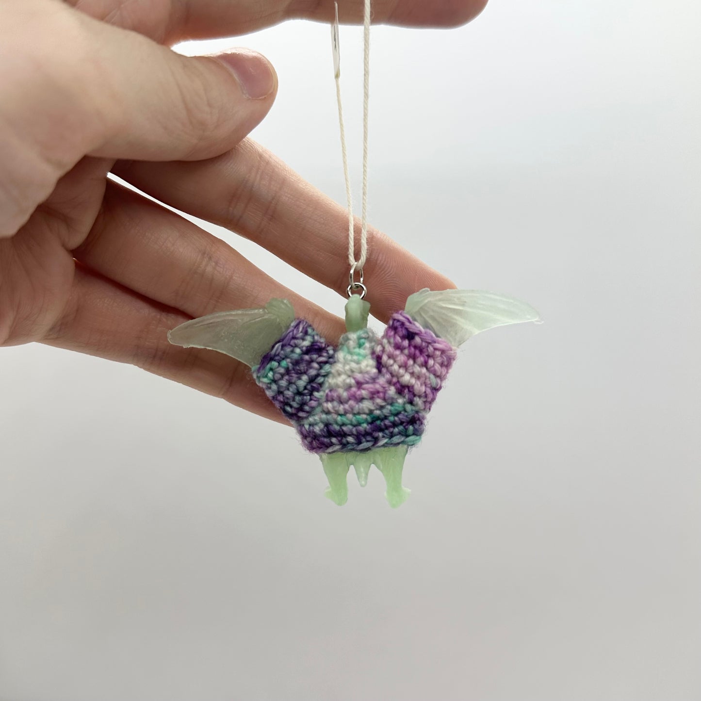 Dinosaur "Sweater Friend" Ornament - pterodactyl with Vaporwave sweater - glow-in-the-dark!