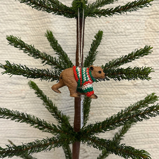 Bear Cub "Sweater Friend" Ornament - Xmas sweater