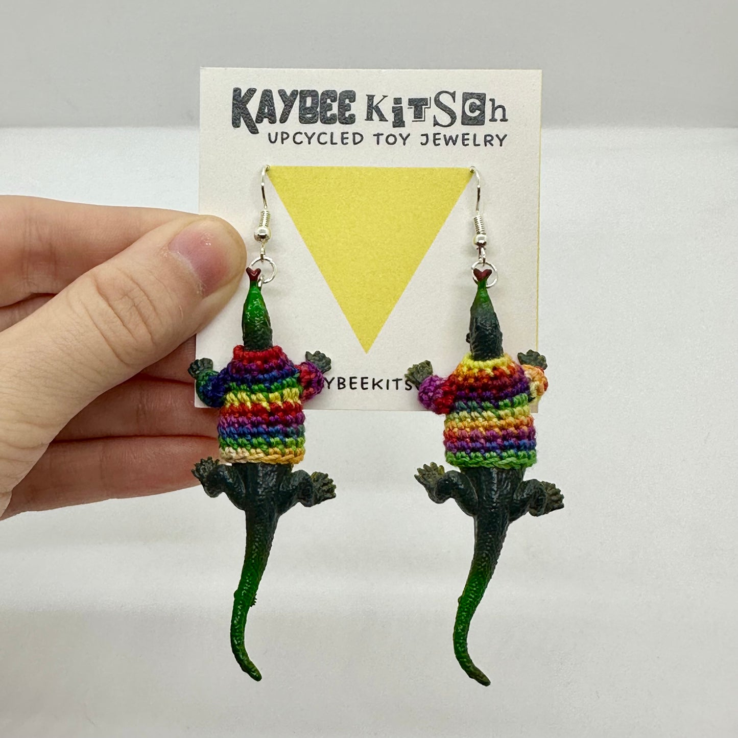 Lizard "Sweater Friend" Large Earrings - Rainbow Sweaters