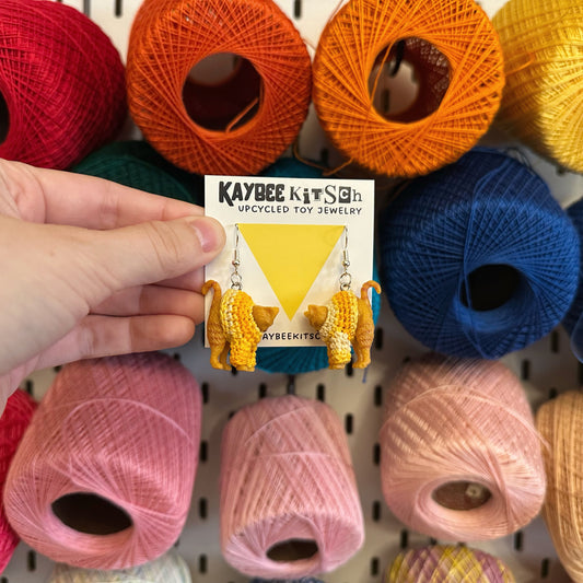 Orange Cat “Sweater Friend” Earrings - orange variegated