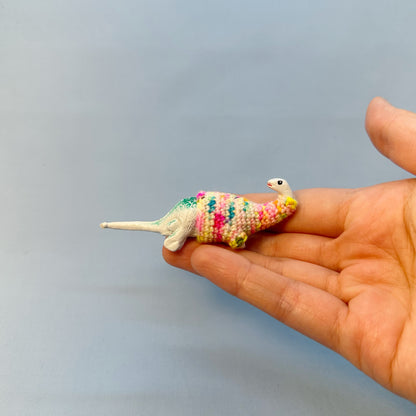 Long Neck Dinosaur "Sweater Friend" Figurine - Neon Sweater