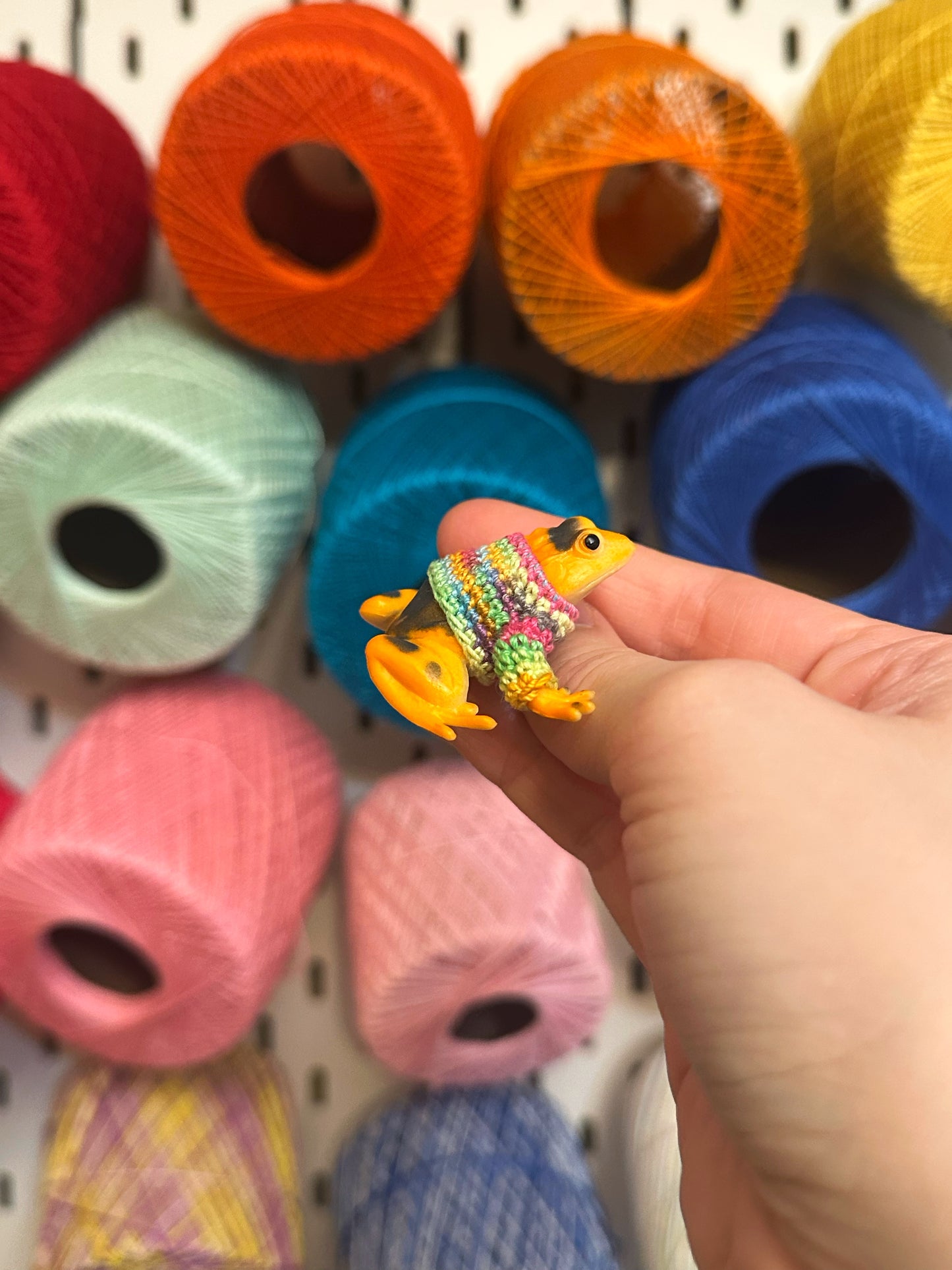 Orange Frog "Sweater Friend" Figurine - upgrade into a magnet or key chain!