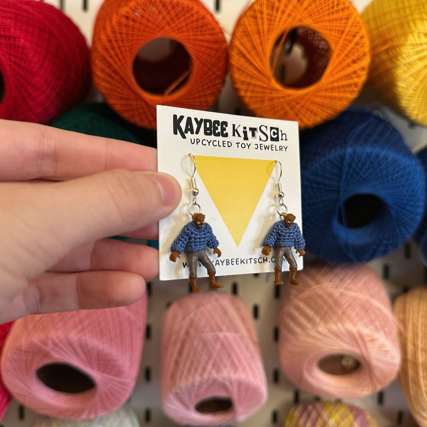 Wolf Man Small "Sweater Friend" Earrings - Blue Sweaters