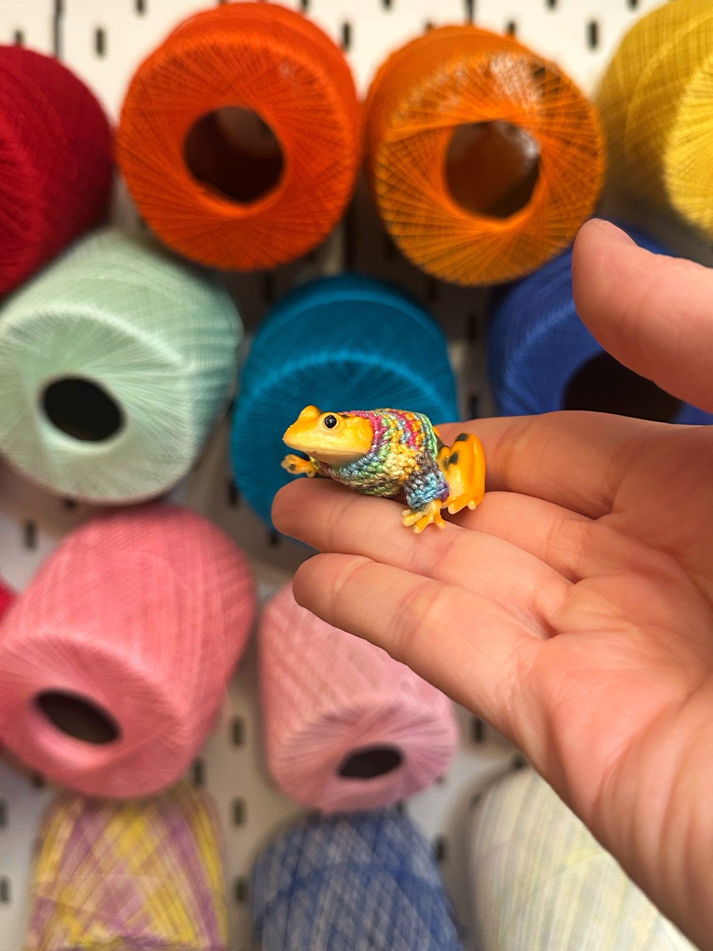 Orange Frog "Sweater Friend" Figurine - upgrade into a magnet or key chain!