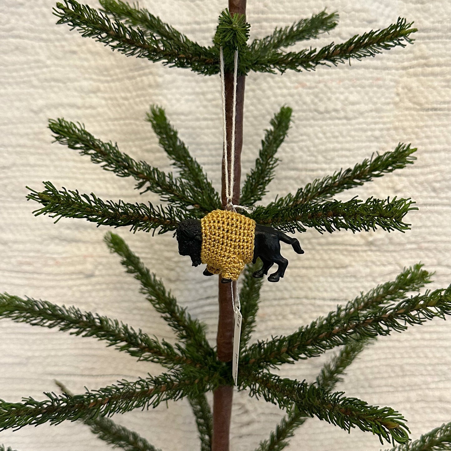 Bison/Buffalo "Sweater Friend" Ornament - gold sweater
