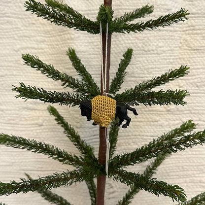 Bison/Buffalo "Sweater Friend" Ornament - gold sweater