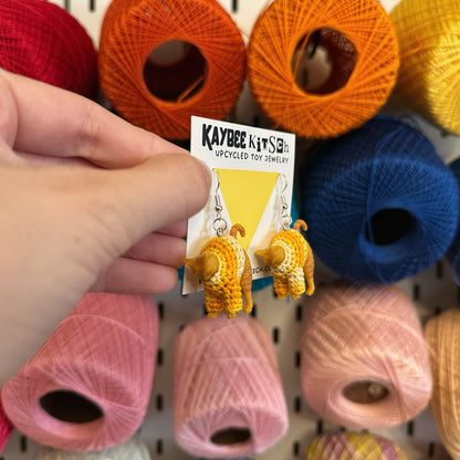 Orange Cat “Sweater Friend” Earrings - orange variegated