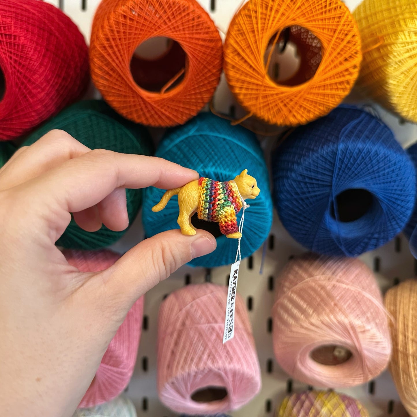 Orange Cat “Sweater Friend” Figurine - rainbow