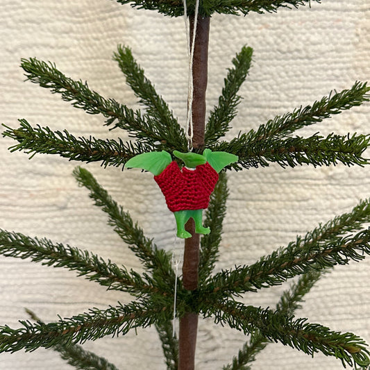 Green Pterodactyl Dinosaur "Sweater Friend" Ornament