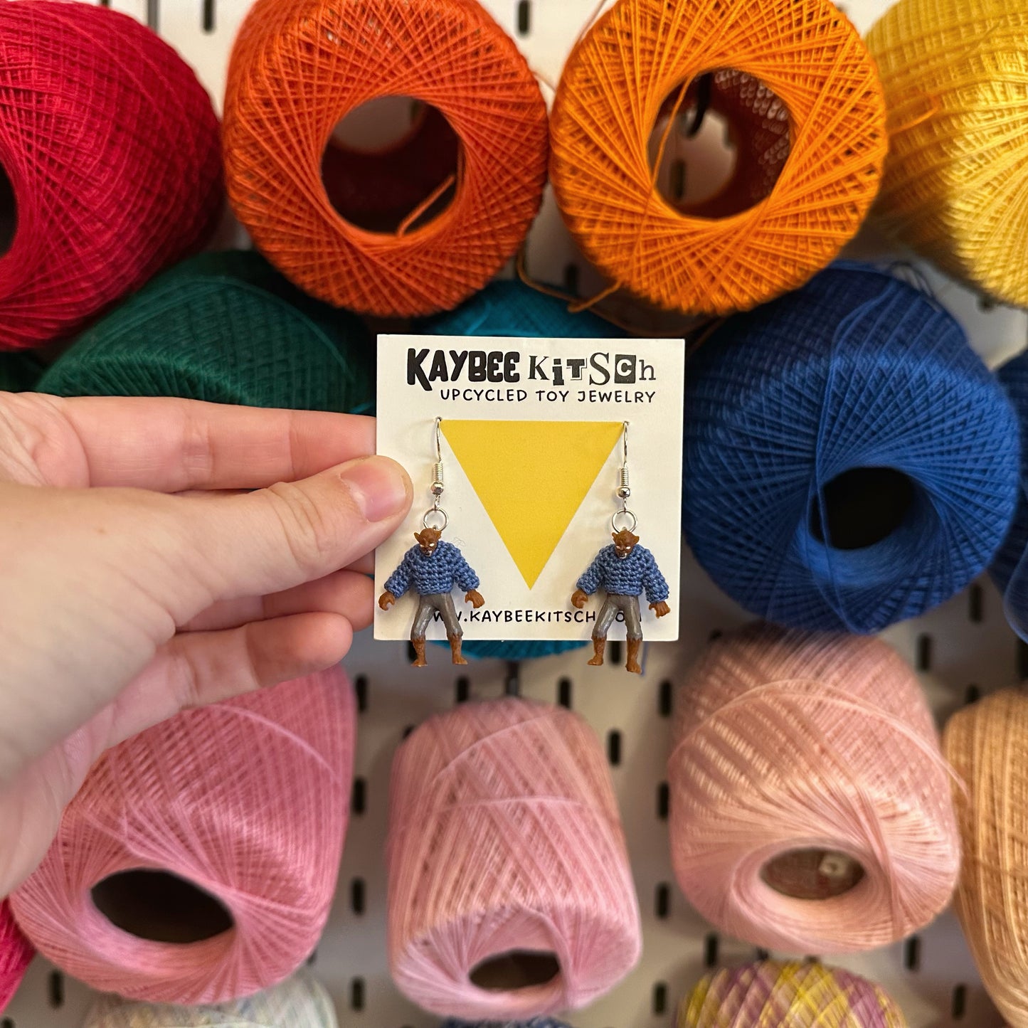 Wolf Man Small "Sweater Friend" Earrings - Blue Sweaters