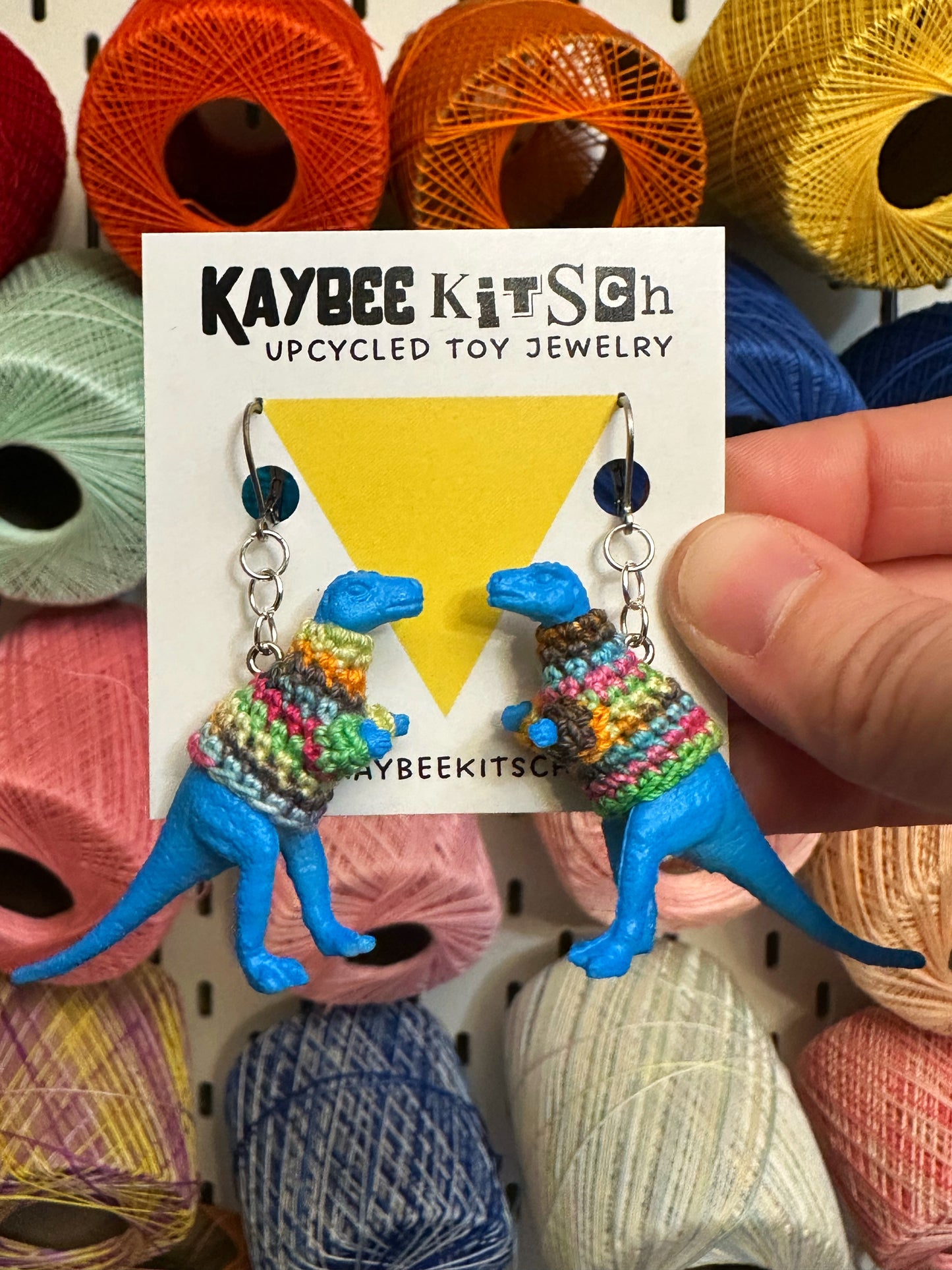 Blue Dinosaur "Sweater Friend" Earrings