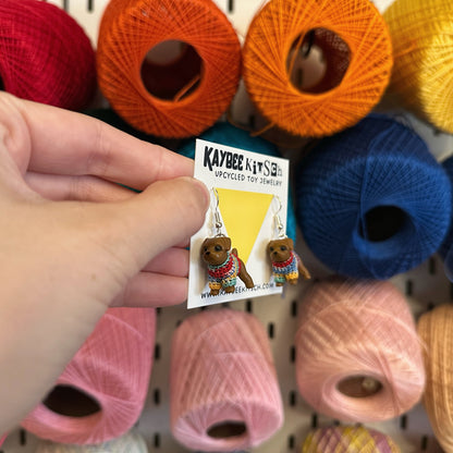 Brown Dog “Sweater Friend” Earrings - rainbow sweaters