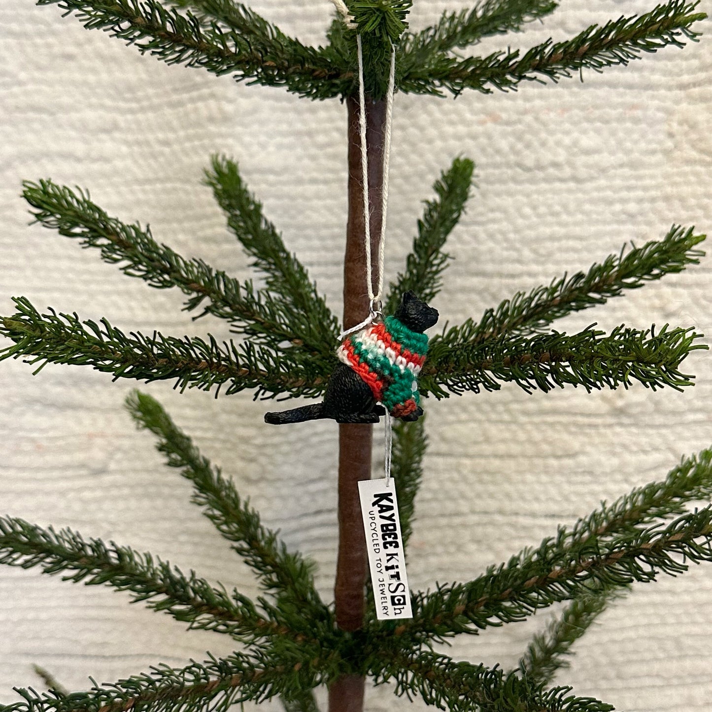 Black Cat "Sweater Friend" Ornament - Xmas sweater