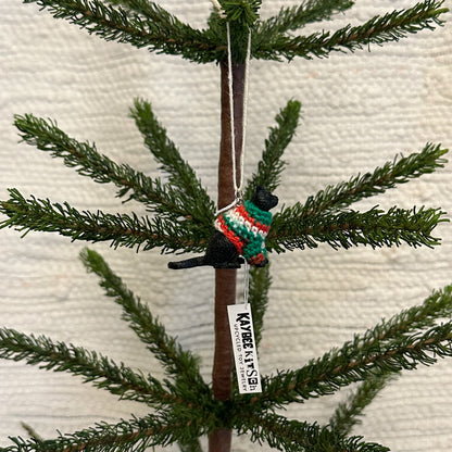 Black Cat "Sweater Friend" Ornament - Xmas sweater