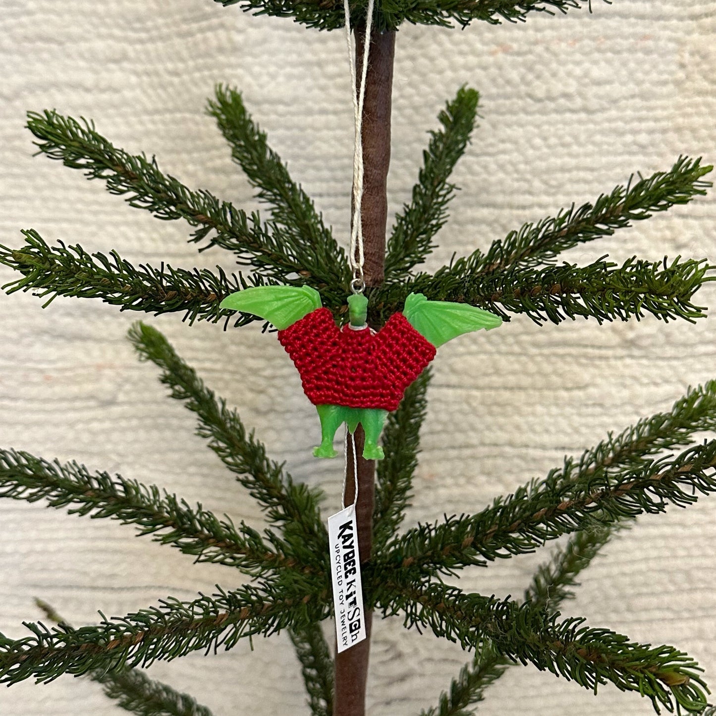 Green Pterodactyl Dinosaur "Sweater Friend" Ornament