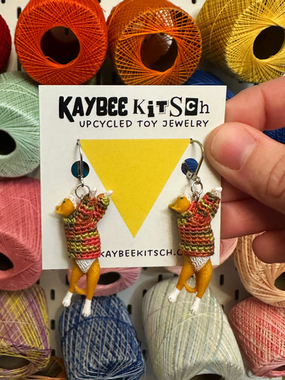 Orange and White Cat "Sweater Friend" Earrings