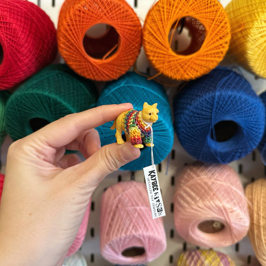 Orange Cat “Sweater Friend” Figurine - rainbow