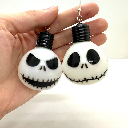 Jack Skellington Earrings - Repurposed LED Lights - Multiple heads!