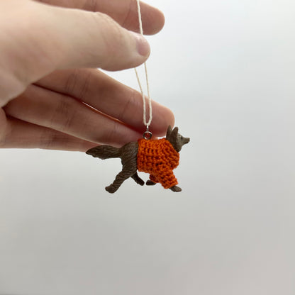 Fox "Sweater Friend" Ornament - orange sweater