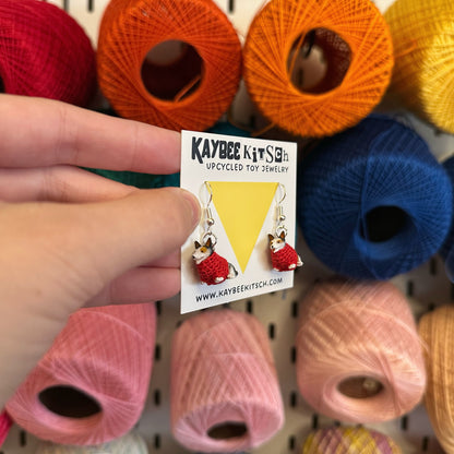 Corgi “Sweater Friend” Earrings - red sweaters