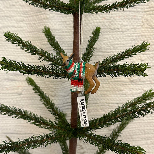 Deer Fawn "Sweater Friend" Ornament - Xmas sweater