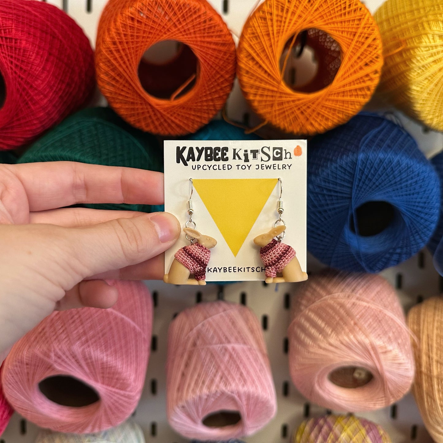 Bunny Small "Sweater Friend" Earrings - variegated pink