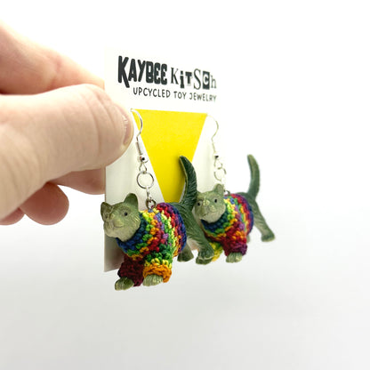 Green Cat Large "Sweater Friend" Earrings