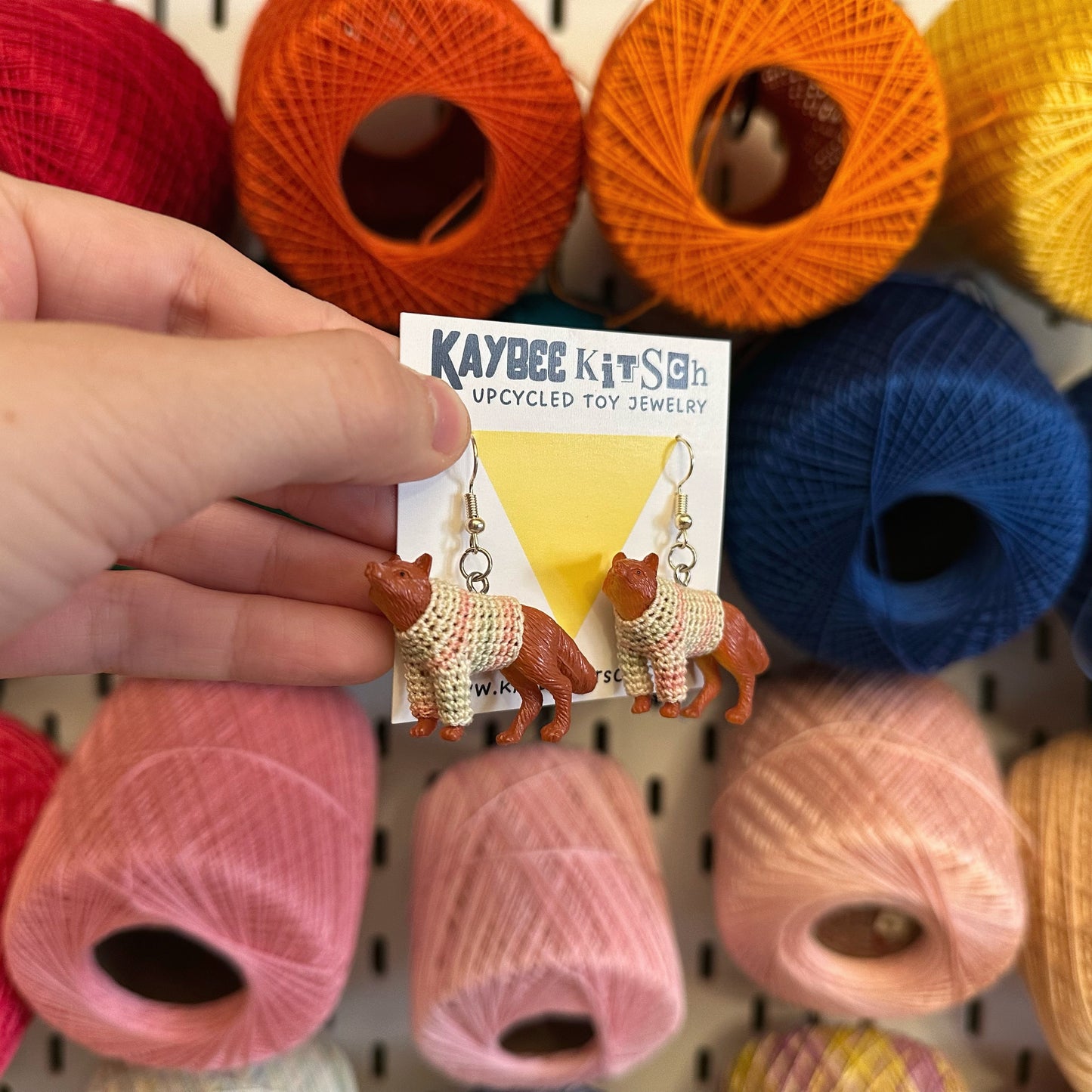 Fox “Sweater Friend” Earrings - cream/pink sweaters